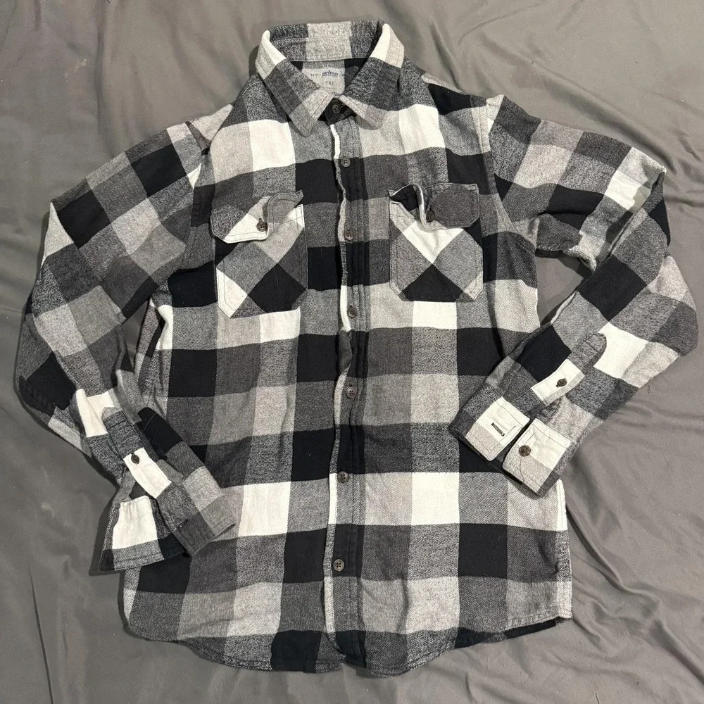 Urban Pipeline Shirt Mens L Black Plaid‎ Flannel Long Sleeve Button Up Casual